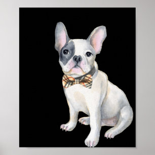 Frenchie French Bulldog plaid bow-tie Dogs In Poster