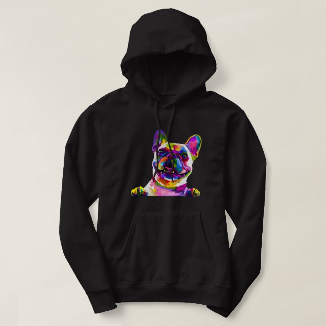 Frenchie French Bulldog Pop Art Portrait Bouledogu Hoodie (Design Front)