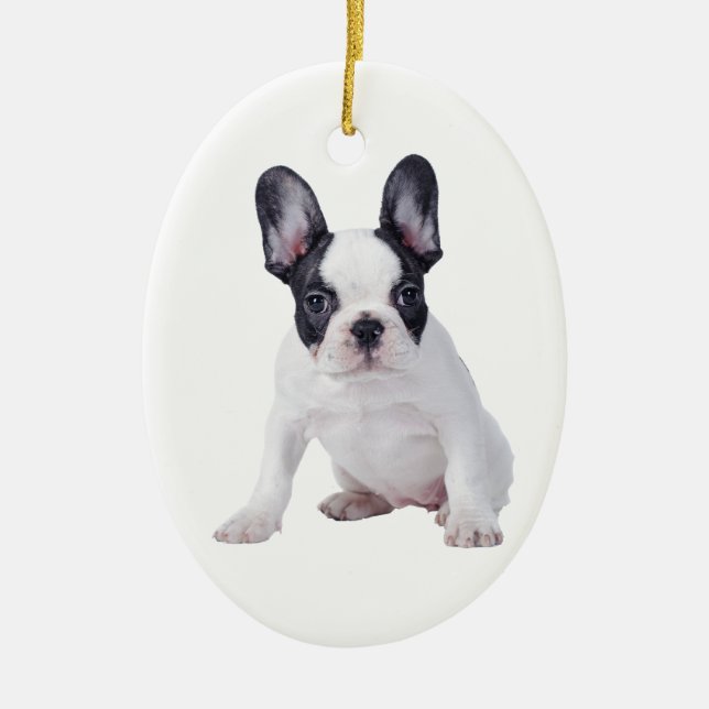 Frenchie - French bulldog puppy Ceramic Tree Decoration (Front)