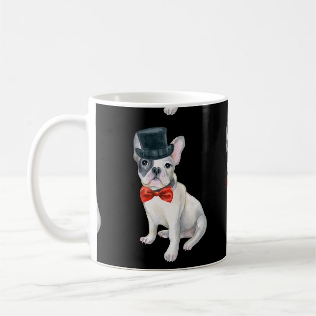 Frenchie French Bulldog Top Hat red bow tie Dogs Coffee Mug (Left)