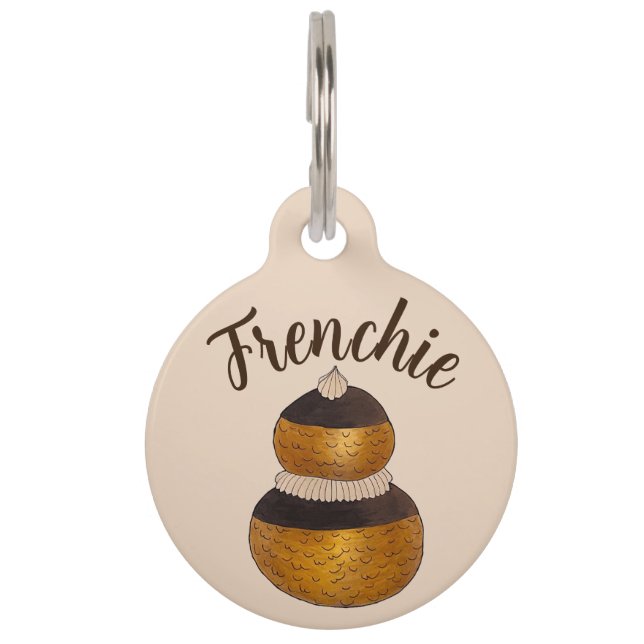 Frenchie French Pastry Cream Puff Choux Bun Food Pet Tag (Front)