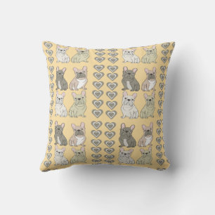 Frenchie friends hearts cushion