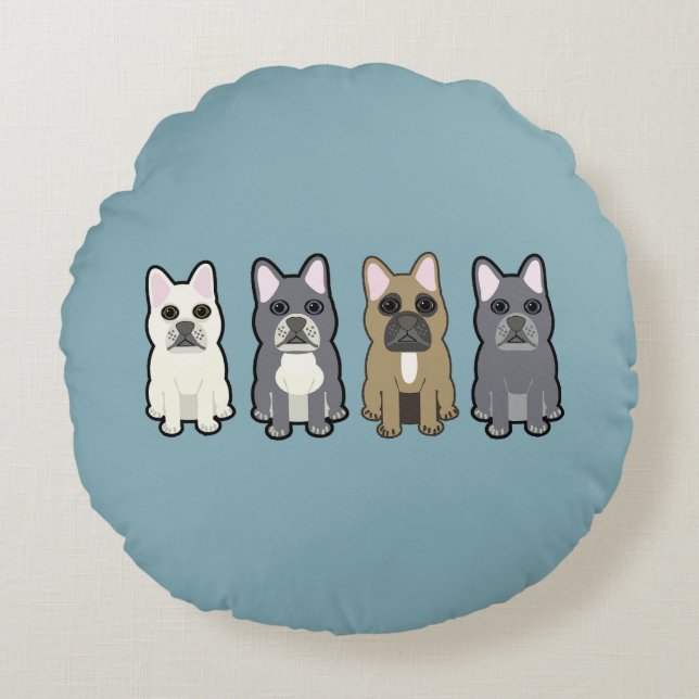 Frenchie Friends Round Cushion (Front)