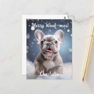 Frenchie Frosty Bliss Customisable  Postcard