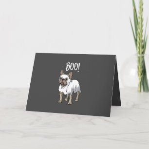 Frenchie Ghost Costume Funny Bulldog Halloween Holiday Card