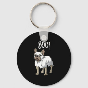 Frenchie Ghost Costume Funny Bulldog Halloween Key Ring