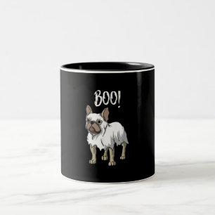 Frenchie Ghost Costume Funny Bulldog Halloween Two-Tone Coffee Mug