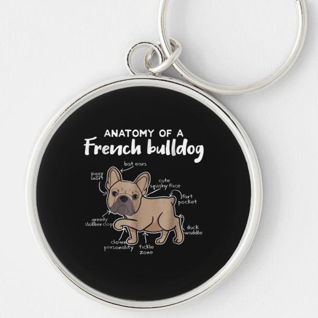 Frenchie Gift | Anatomy Of A French Bulldog Gift Key Ring (Front)