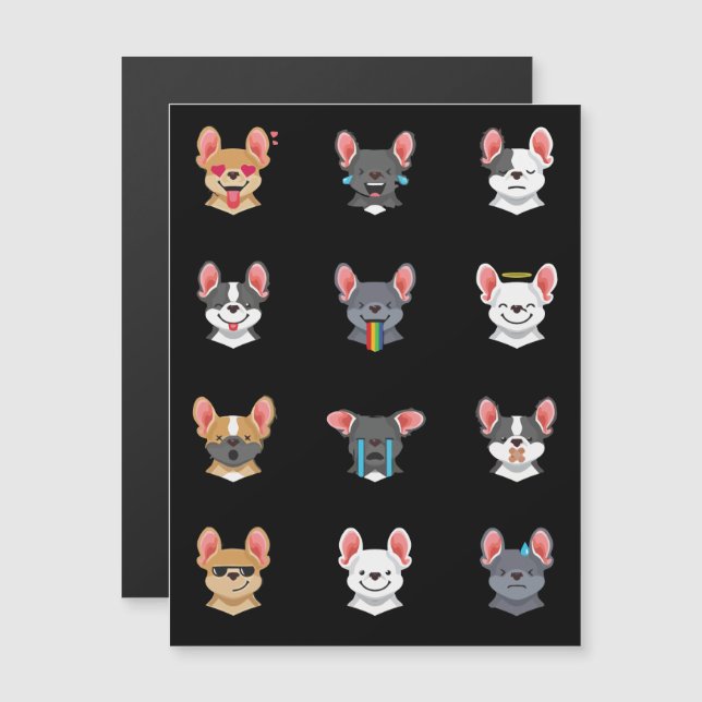 Frenchie Gift | Emotional Face French Bulldog Magnetic Invitation (Front/Back)