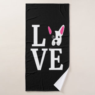 Frenchie Gift   Love French Bulldog Gift Bath Towel