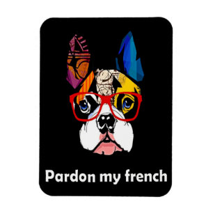 Frenchie Gift Pardon My French Bull Dog Colourfu Magnet