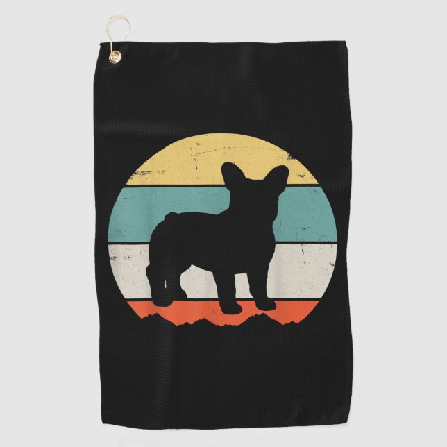 Frenchie Gift | Vintage French Bulldog Gift Golf Towel (Front)
