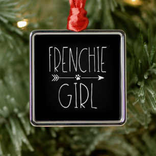 Frenchie Girl T  I Love My French Bulldog Dog Mum Metal Tree Decoration