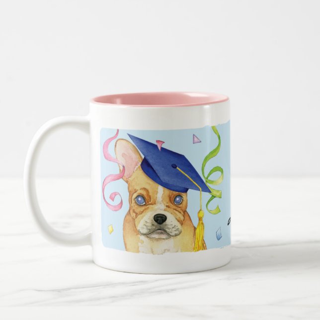 Frenchie Graduate Two-Tone Coffee Mug (Left)