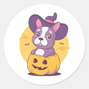 Frenchie Halloween Classic Round Sticker