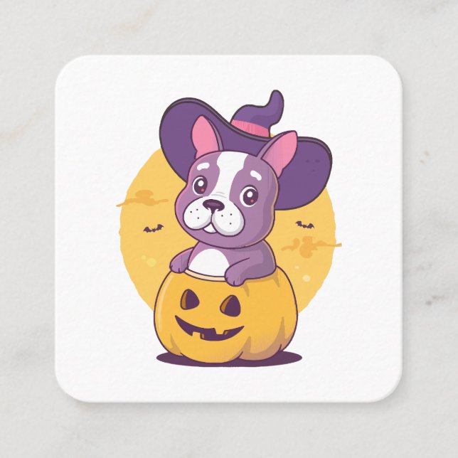 Frenchie Halloween Square Business Card (Front)