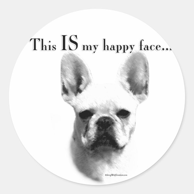 Frenchie Happy Face Classic Round Sticker (Front)