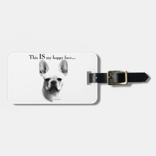 Frenchie Happy Face Luggage Tag (Front Horizontal)
