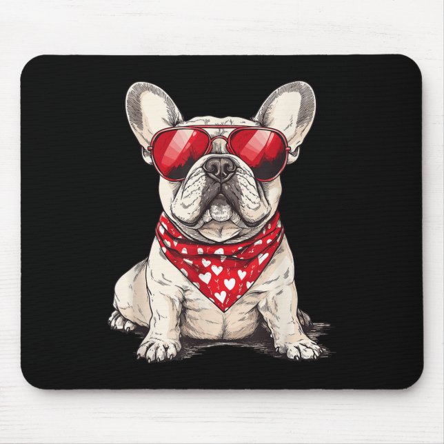 Frenchie Heart Bandanna Cool French Bulldog Lover  Mouse Mat (Front)