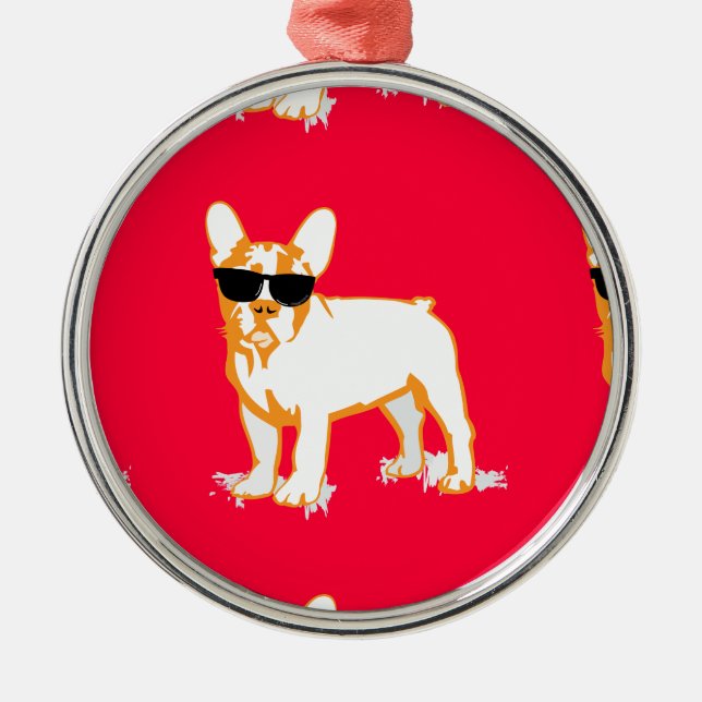 Frenchie Howlelu Metal Tree Decoration (Front)