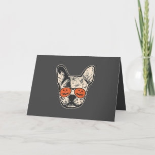 Frenchie In Pumpkin Sunglasses Halloween Bulldog Holiday Card