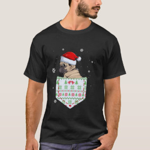 Frenchie in your Pocket Santa Hat Ugly Christmas S T-Shirt