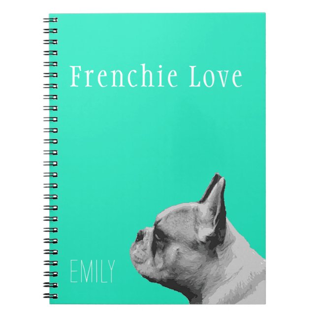 Frenchie Love | Personalised Aqua Notebook (Front)