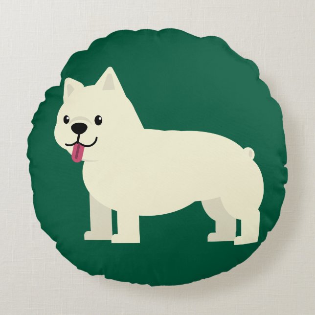 Frenchie Lover Green Round Cushion (Front)