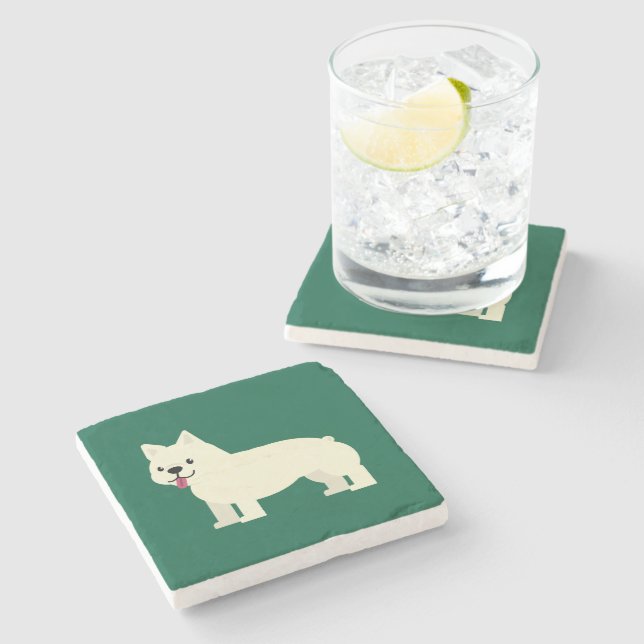 Frenchie Lover Green Stone Coaster (Side)