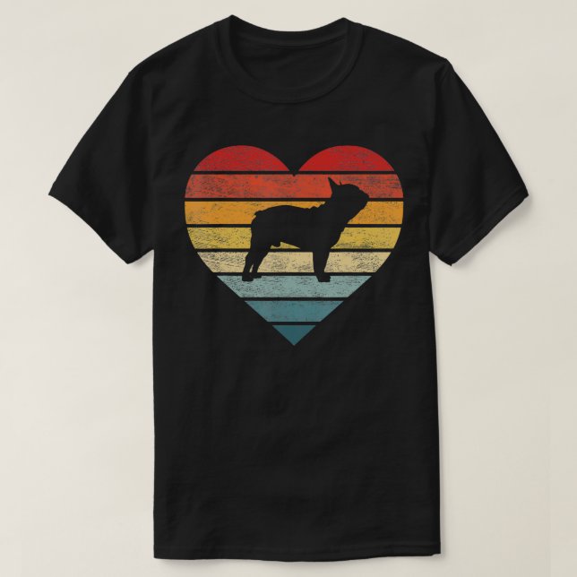 Frenchie Lover Owner Gifts Retro Sunset Dog Silhou T-Shirt (Design Front)