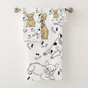 Frenchie Loves Bones Bath Towel Set