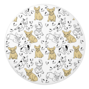 Frenchie Loves Bones Ceramic Knob
