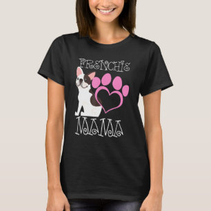 Frenchie Mama Cute Dog Heart Paw Graphic T-Shirt
