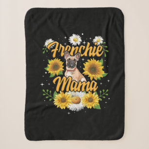Frenchie Mama French Bulldog Dog Sunflower Sherpa Blanket