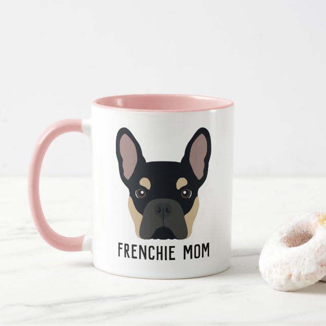 Frenchie Mom Black and Tan French Bulldog Mug (With Donut)