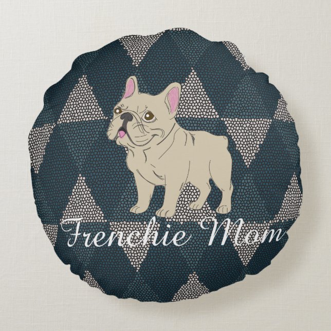Frenchie Mom Round Cushion (Back)