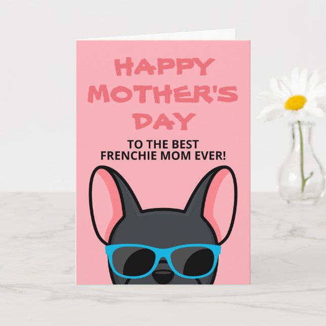 Frenchie Mother's Day Black French Bulldog Card (Small Plant)