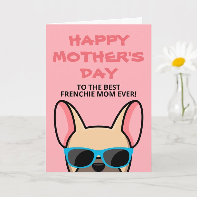 Frenchie Mother's Day Fawn French Bulldog Card (Small Plant)