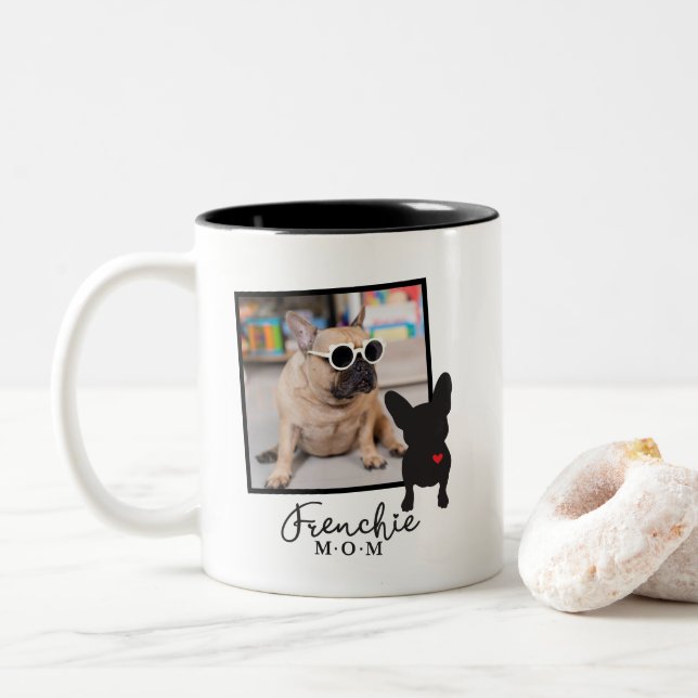 Frenchie Mum Coffee Mug Add Your Photo (With Donut)