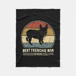 Frenchie Mum Ever Retro French Bulldog Dog Mum  Fleece Blanket