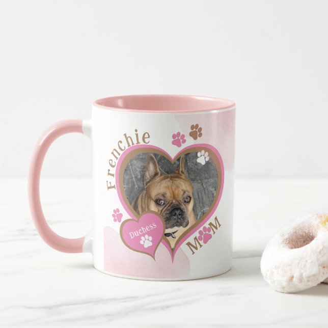 Frenchie Mum French Bulldog Personalised Photo Mug (With Donut)