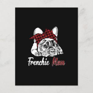 frenchie mum french bulldog with red plaid