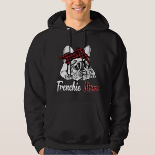 Frenchie Mum French Bulldog With Red Plaid Headban Hoodie