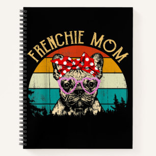 Frenchie Mum Gift Vintage Retro Style Bulldog Notebook