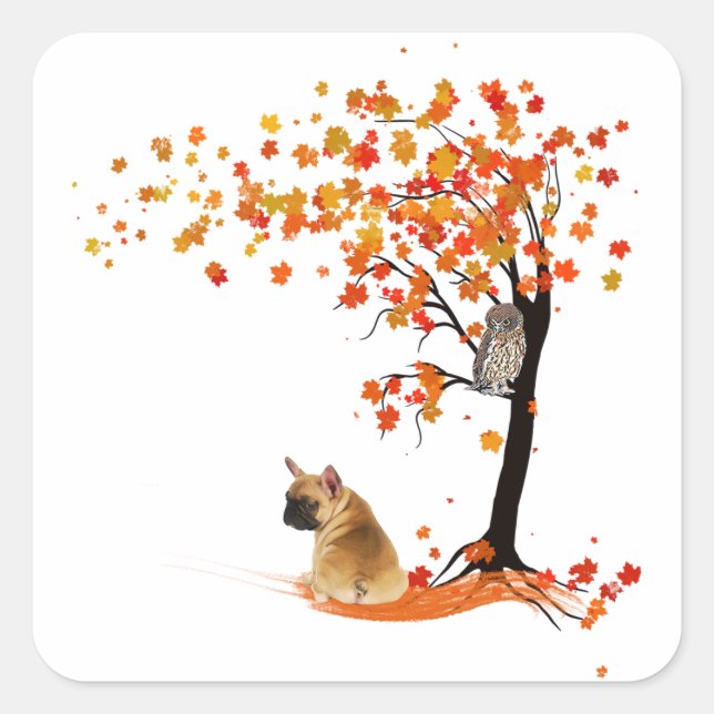 Frenchie My Spirit Animals Owl Frenchie Lovers Square Sticker (Front)