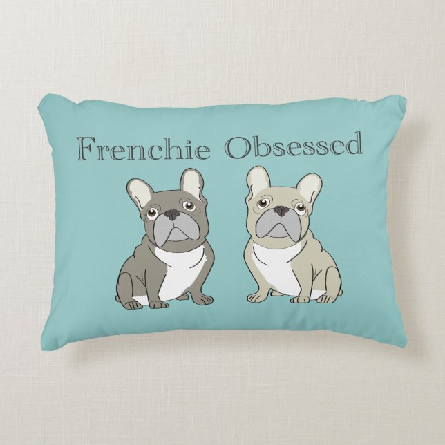 Frenchie obsessed decorative cushion (Front)