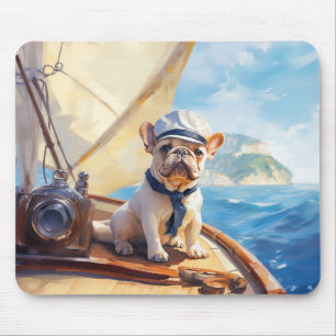 Frenchie on on a yacht mouse mat
