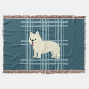 Frenchie Plaid Blue Throw Blanket