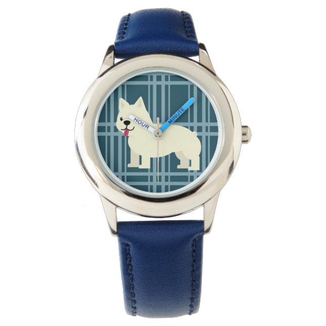 Frenchie Plaid Blue Watch (Front)