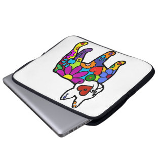 Frenchie Power white background Laptop Sleeve